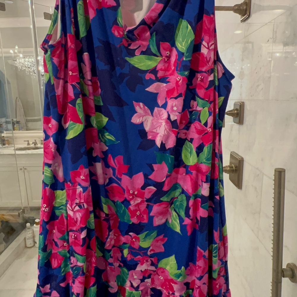 Tommy Bahama Bouganvillea Blue Ruffle Dress - Picture 4 of 16